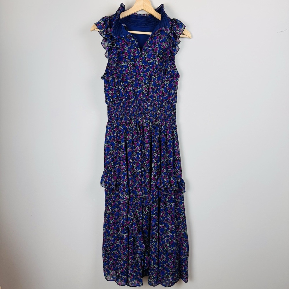 Lulus Evalina Navy Blue Floral Print Mock Neck Midi Dress Women's SZ S - Picture 11 of 16